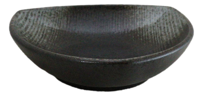 Set Of 5 Charcoal Grey Hakumu Ceramic Appetizer Salad Triangular Deep Plates