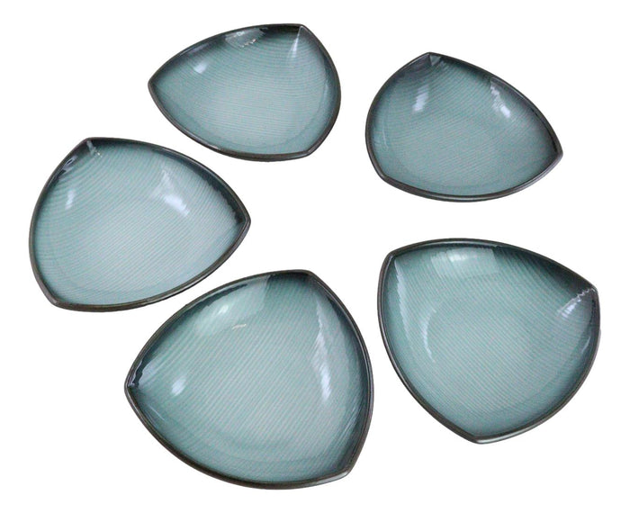 Set Of 5 Seikai Blue Sky Stars Appetizer Salad Triangular Deep Serving Plates