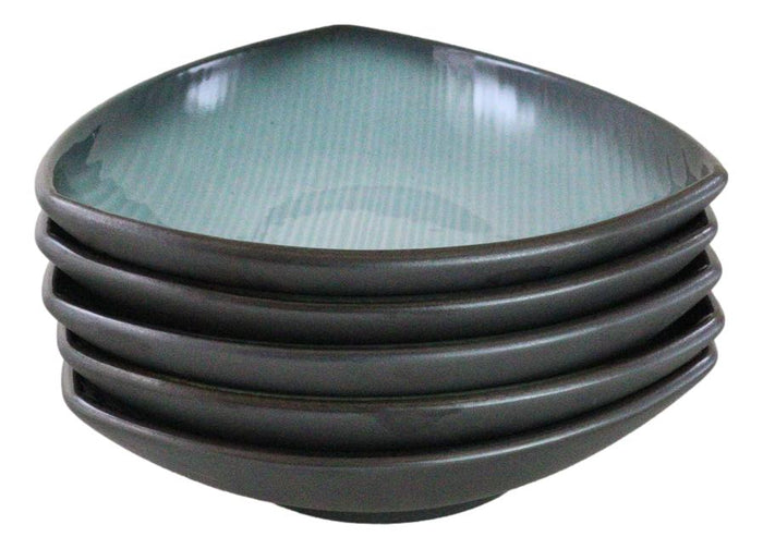 Set Of 5 Seikai Blue Sky Stars Appetizer Salad Triangular Deep Serving Plates