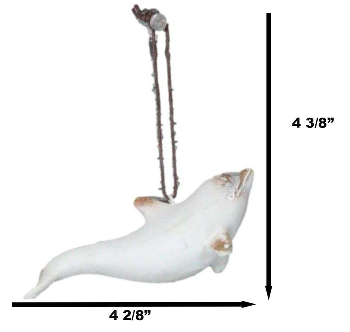 Set Of 6 Antique White Dolphins Ocean Marine Wall Hanging Decor Tree Ornaments