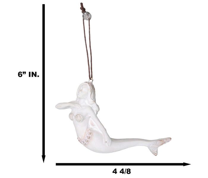 Set Of 6 Antique White Ocean Marine Mermaid Wall Hanging Decor Tree Ornaments