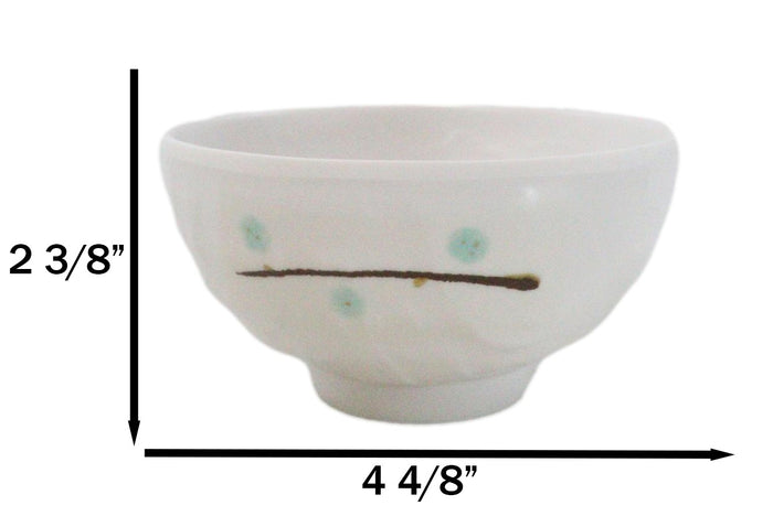 Set Of 6 Contemporary Yukino Hana Snow Melamine Round Rice Miso Soup Bowls 10oz