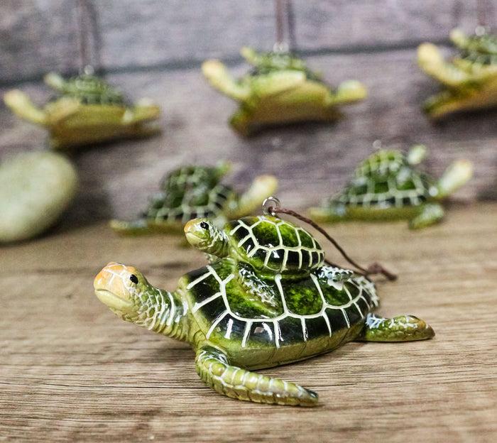 Set Of 6 Green Mother and Baby Sea Turtles Marine Wall Decor Tree Ornaments Set Of 6 Green Mother and Baby Sea Turtles Marine Wall Decor Tree Ornaments