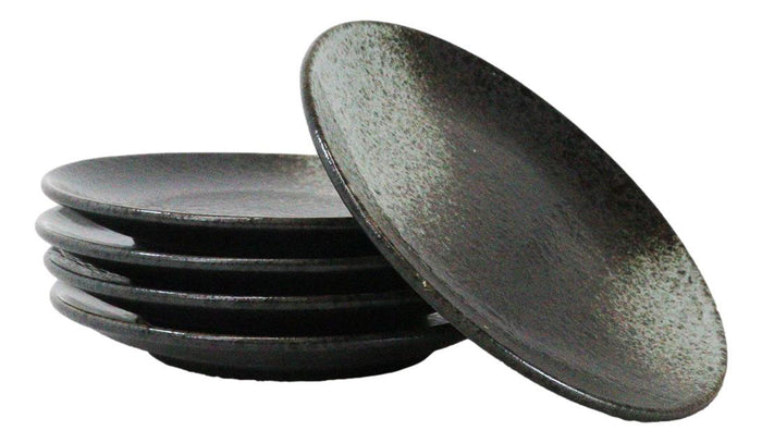 Set Of 6 Grey Tone Hakumu Round Appetizer Dessert Salad Ceramic Plates 6"D