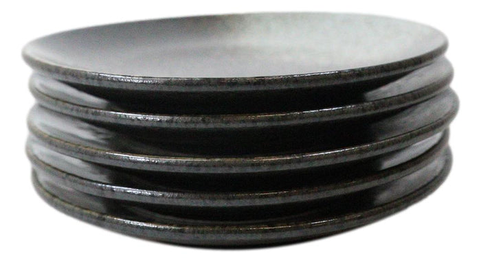 Set Of 6 Grey Tone Hakumu Round Appetizer Dessert Salad Ceramic Plates 6"D