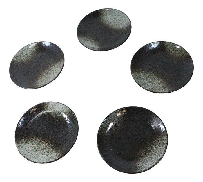 Set Of 6 Grey Tone Hakumu Round Appetizer Dessert Salad Ceramic Plates 6"D