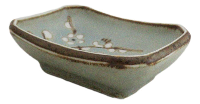 Set Of 6 Japanese Soushun Sakura Porcelain Soy Sauce Rectangular Dipping Bowls