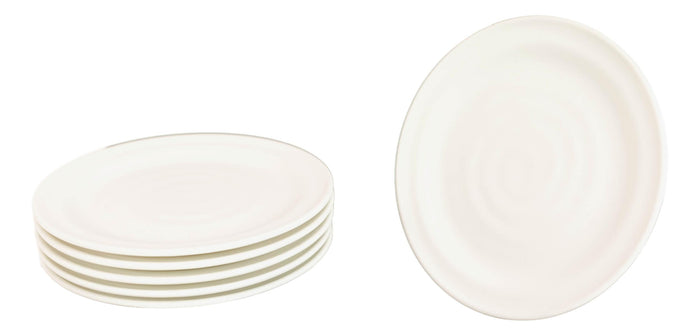 Set Of 6 Modern Irregular Matte White Melamine Small Appetizer Dessert Plates