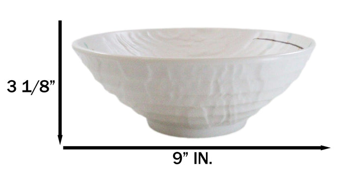 Set Of 6 Modern Yukino Hana Melamine Large Ramen Soup Pasta Salad Bowls 46oz 9"D