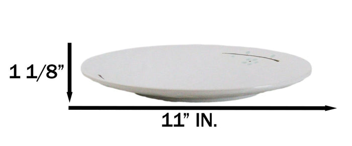 Set Of 6 Modern Yukino Hana Snowflakes Melamine Large Round Dinner Plates 11"D