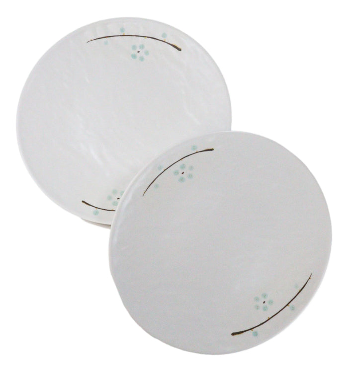 Set Of 6 Modern Yukino Hana Snowflakes Melamine Large Round Dinner Plates 11"D