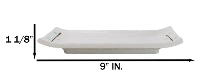 Set Of 6 Modern Yukino Hana Snowflakes Melamine Rectangular Sushi Plates 8.5"L
