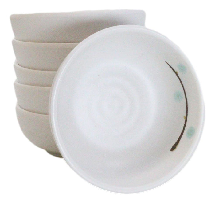 Set Of 6 Modern Yukino Hana Snowflakes Melamine Soup Rice Shallow Bowls 5oz