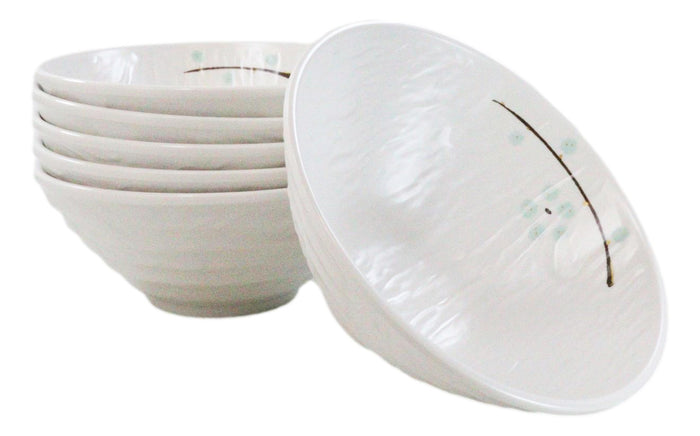 Set Of 6 Modern Yukino Hana Snowflakes Melamine Soup Pasta Salad Bowls 26oz Set Of 6 Modern Yukino Hana Snowflakes Melamine Soup Pasta Salad Bowls 26oz