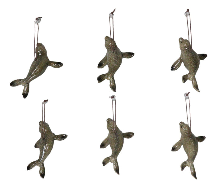 Set Of 6 Nautical Sea Grey Seals Ocean Marine Wall Decor Tree Ornaments
