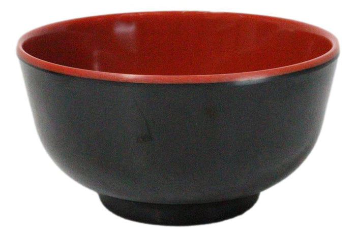 Set Of 6 Red And Black Round Ridged Small Soup Salad Rice Melamine Bowls 4"D