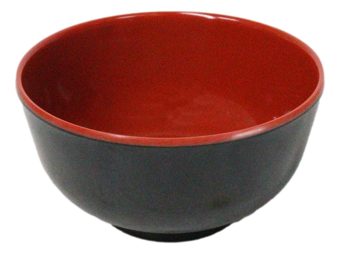 Set Of 6 Red And Black Round Ridged Small Soup Salad Rice Melamine Bowls 4"D