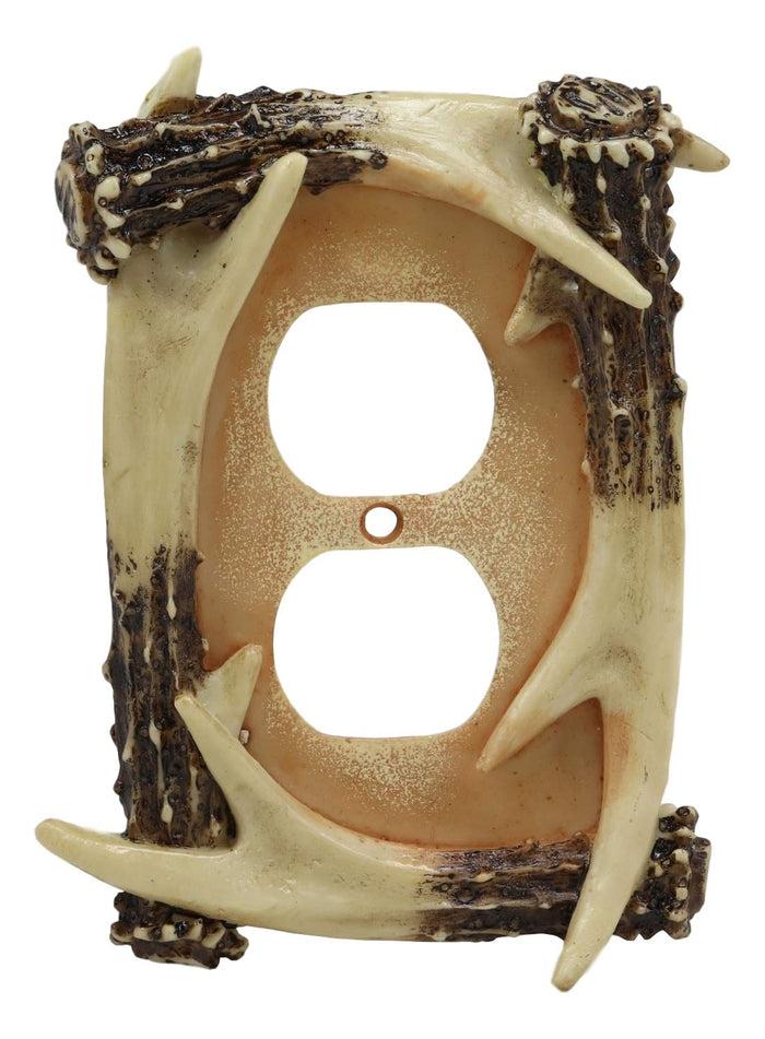 Set Of 6 Rustic Forest Deer Antlers Double Outlets Receptacle Plate Covers