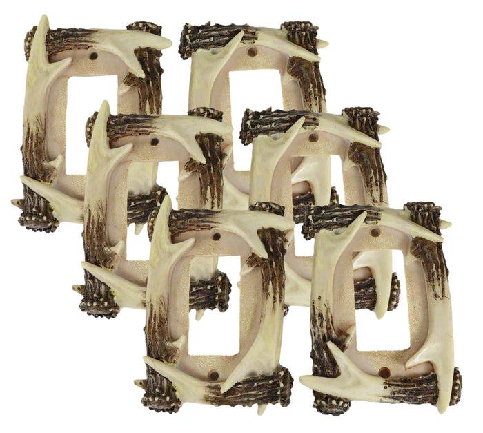 Set of 6 Rustic Forest Stag Deer Antlers Single Rocker Wall Switch Cover Plates