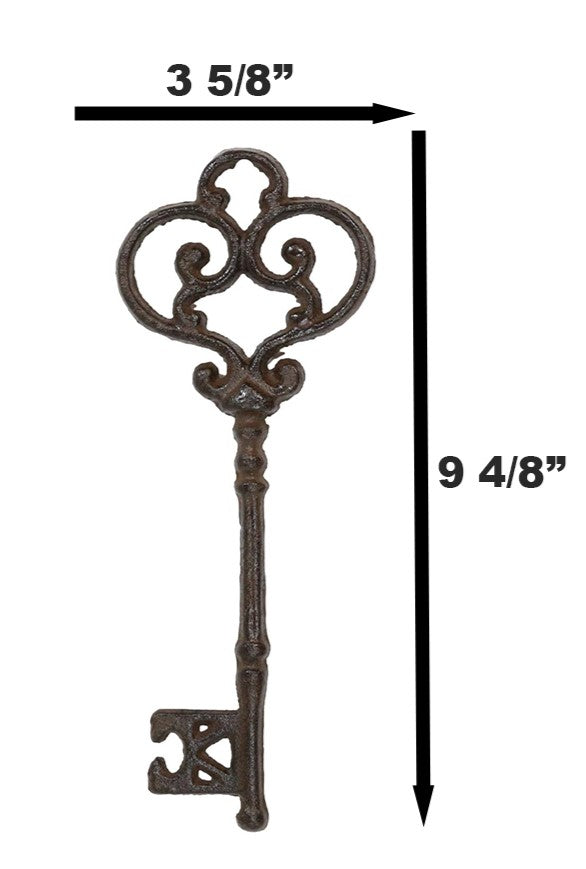 Set Of 6 Rustic Vintage Cast Iron Antique Heart Scroll Victorian Keys Wall Decor
