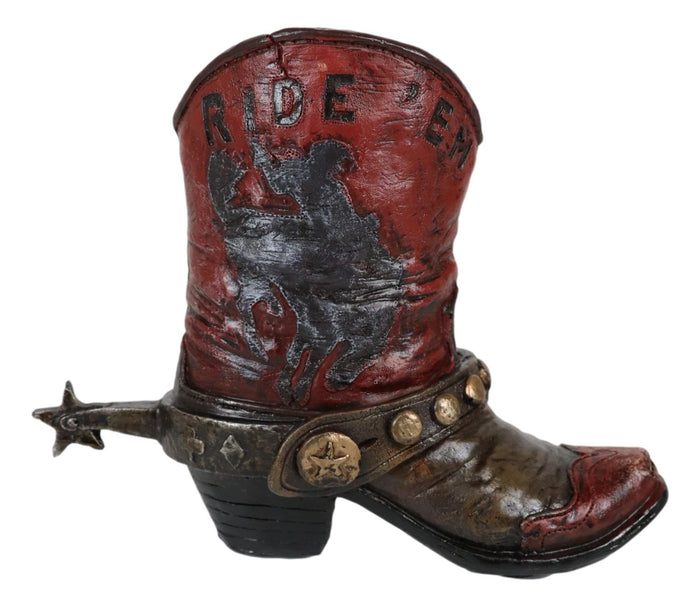 Set Of 6 Rustic Western Tooled Leather Finish Cowboy Boots Miniature Figurines