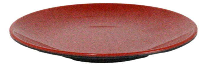 Set Of 6 Traditional Solid Red Black Melamine Salad Appetizer Round Plates 7"D