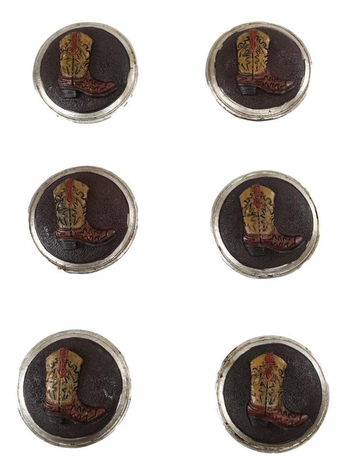 Set Of 6 Western Rustic Country Cowboy Boots Furniture Cabinet Door Pull Knobs