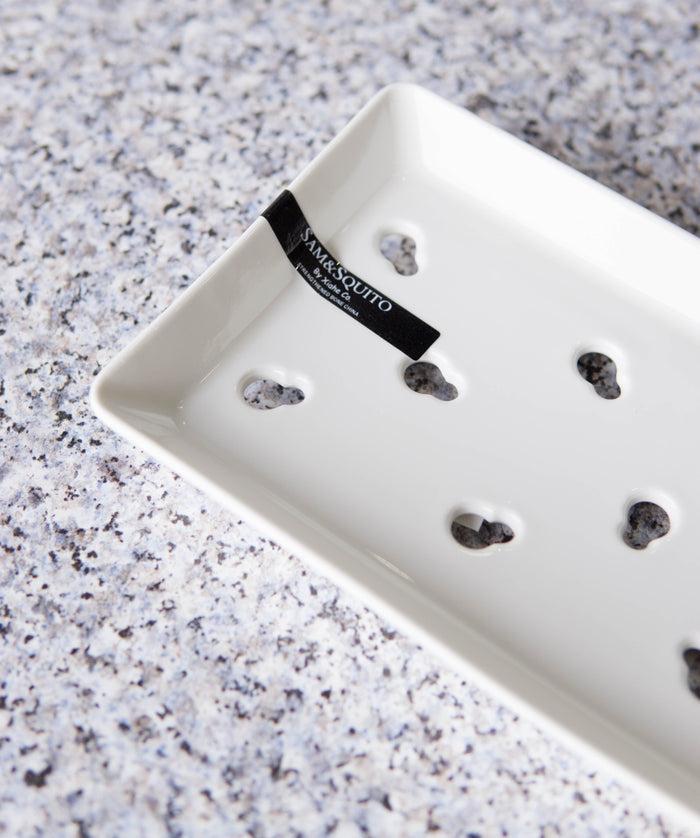 Set Of 6 White Japanese Neta Zara Ceramic Sushi Case Chef Drip Plate 8.75"X4.75"