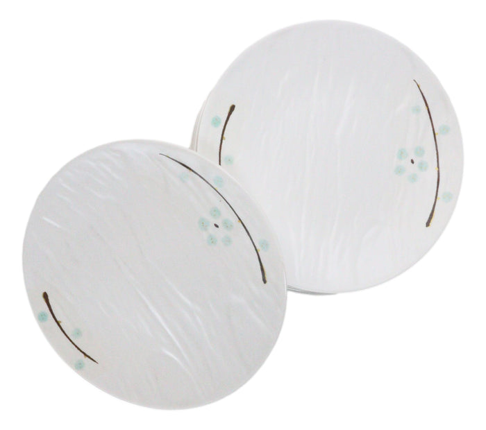 Set Of 6 Yukino Hana Snowflakes Melamine Appetizer Dessert Salad Round Plates 7"