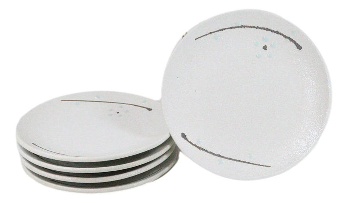 Set Of 6 Yukino Hana Snowflakes Round Appetizer Dessert Salad Ceramic Plates 6"D
