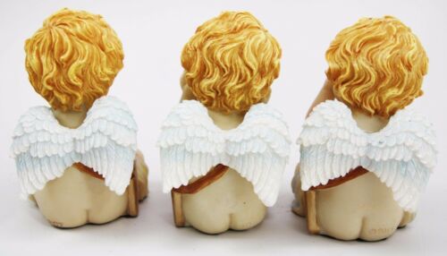 Set Of Three See Hear Speak No Evil Wise Cupid Angel Babies Figurine Set Decor