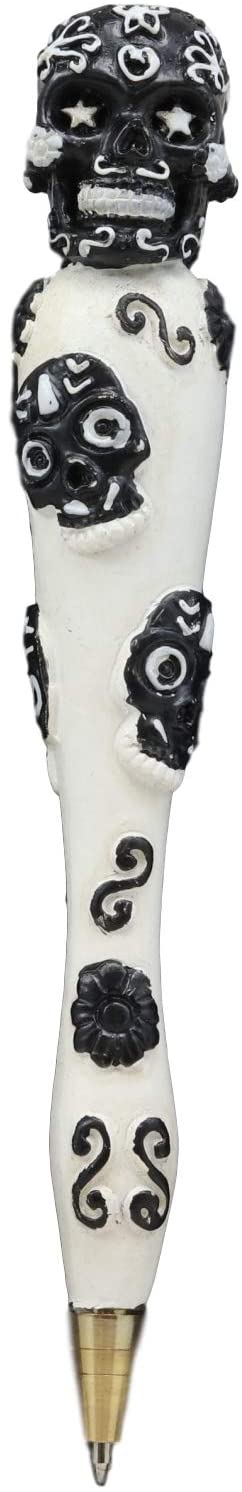 Set Of Two Black White Dias De Los Muertos Day Of The Dead Sugar Skull Pen Pens