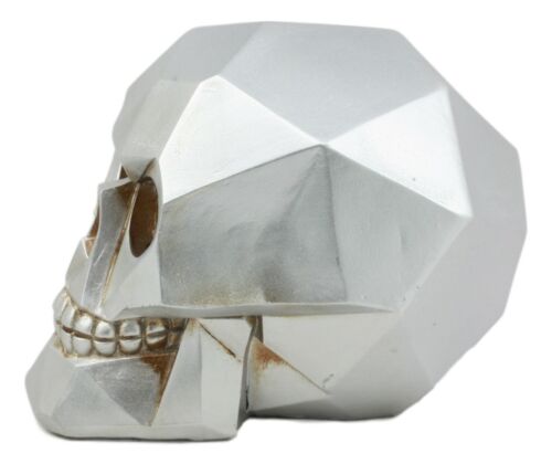 Silver Diamond Matrix Geometric Polygon Skull Statue Halloween Ghost Cranium
