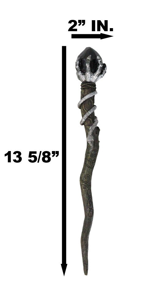 Silver Skeletal Hands Black Magic Stone Cosplay Wand 13" Accessory Costume Prop
