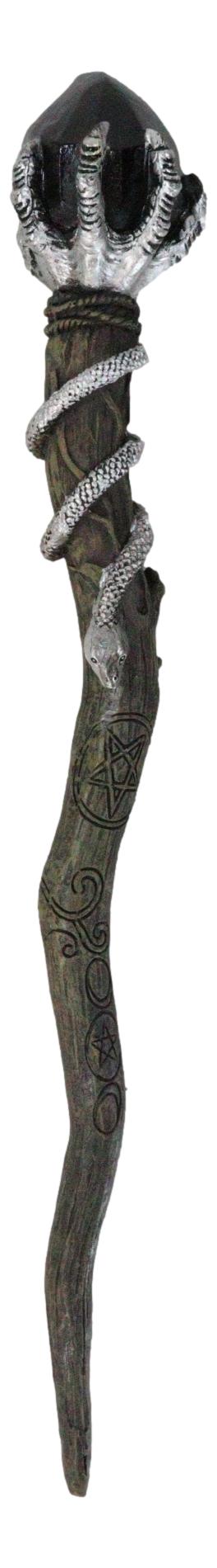 Silver Skeletal Hands Black Magic Stone Cosplay Wand 13" Accessory Costume Prop