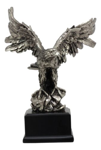 Silver Wings Of Glory Bald Eagle Statue 7.75"Tall Silver Electroplated Resin