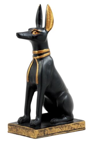 Sitting Ancient Egyptian God Anubis Jackal Dog Figurine 5"H God Of The Afterlife
