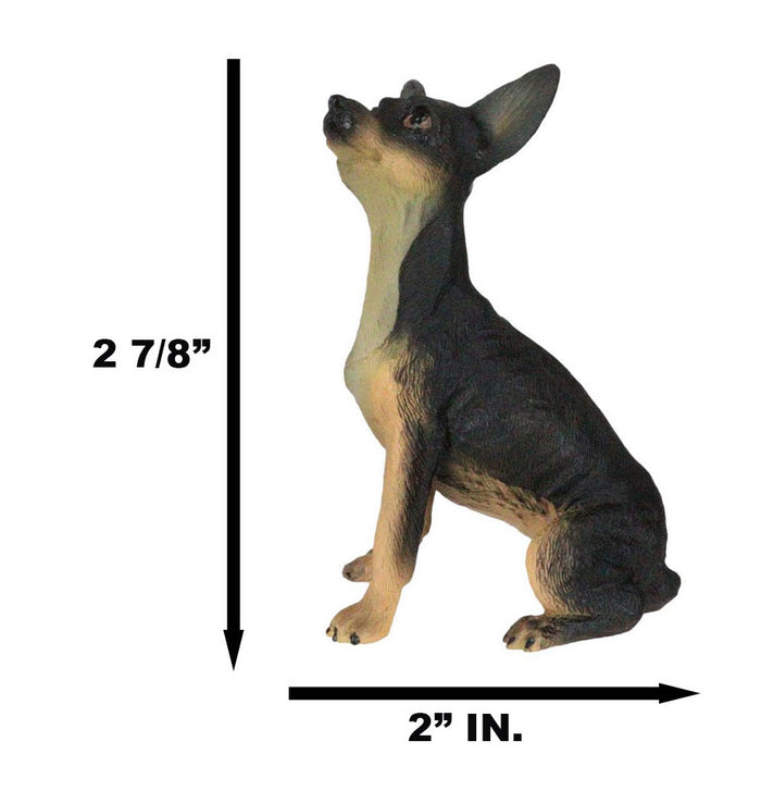 Sitting Lifelike Adorable Deer Head Black And Tan Chihuahua Puppy Dog Figurine