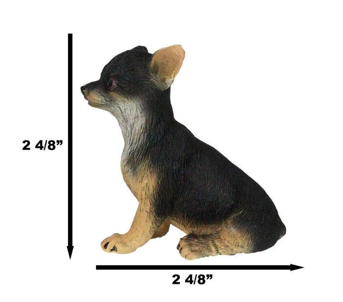 Sitting Lifelike Adorable Deer Head Black And Tan Chihuahua Puppy Dog Figurine