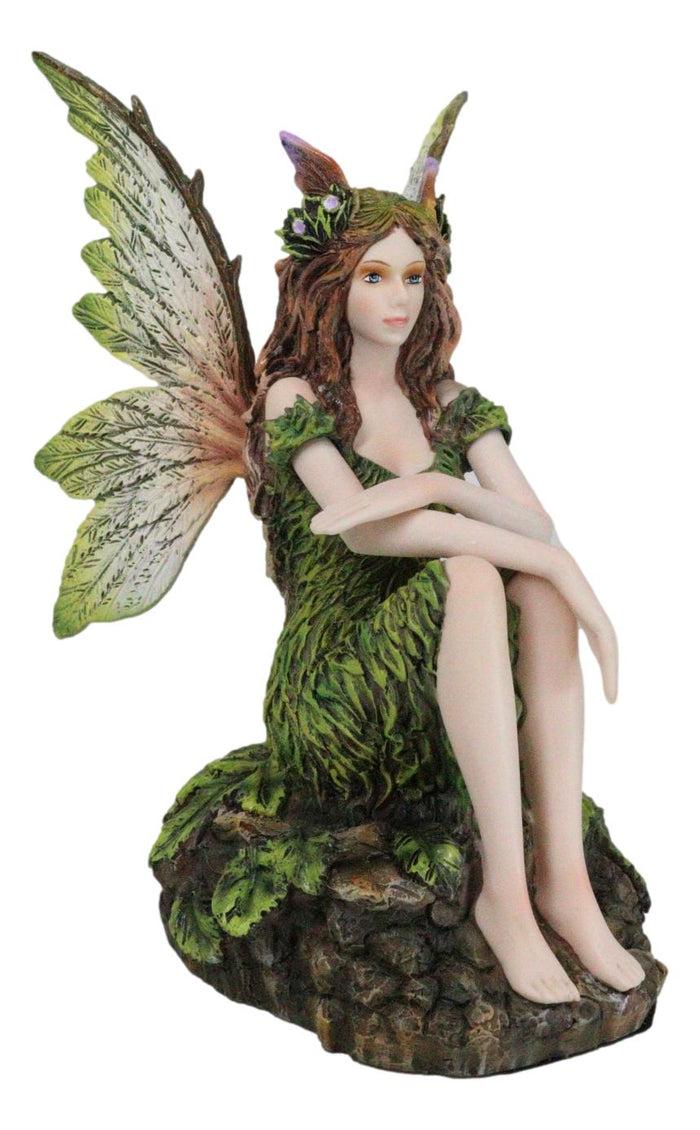 Sitting Pretty Tribal Elf Pixie Earth Fairy in Green Foliage Dress Figurine Sitting Pretty Tribal Elf Pixie Earth Fairy in Green Foliage Dress Figurine