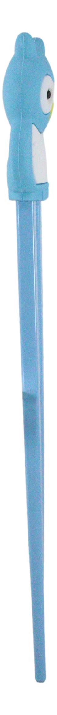 Sky Blue Night Owl Reusable Training Chopsticks Set With Silicone Helper Hinge