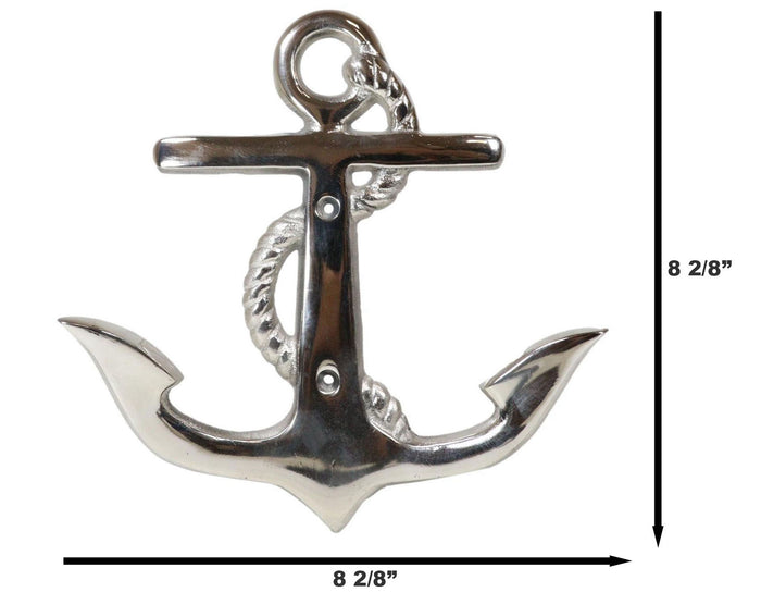 Sleek Aluminum Nautical Coastal Sea Sailor Ship Anchor 2-Peg Double Wall Hooks