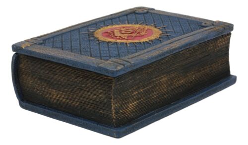 Small Blue Masonic Secret Book Box Freemasonry Square And Compasses Stonemasons