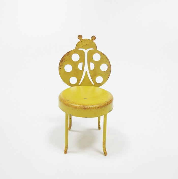 Small Garden Metal Table And 2 Lady Bug Chairs Set Mini Fairy Garden Figurine