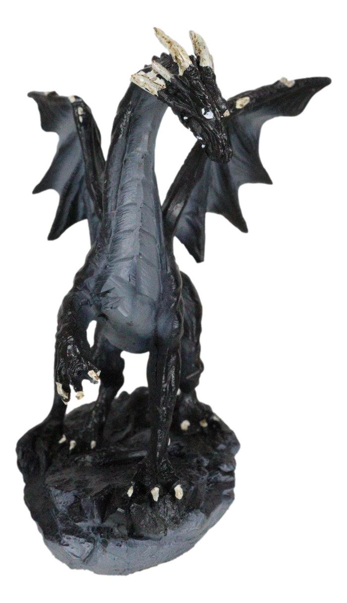 Small Mythical Fantasy Black Midnight Dragon On Volcanic Rock DecorFigurine