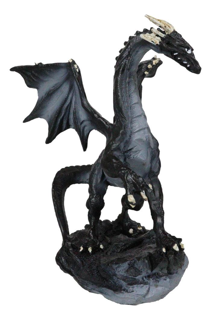Small Mythical Fantasy Black Midnight Dragon On Volcanic Rock DecorFigurine