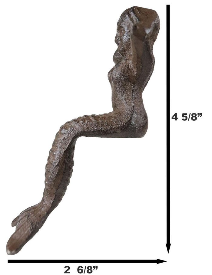 Small Nautical Siren Mermaid Venus Making Up Hair Cast Iron Rustic Sculpture