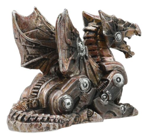 Small Photon Steampunk Cyborg Dragon Statue Mechanical Robotic Winged Beast