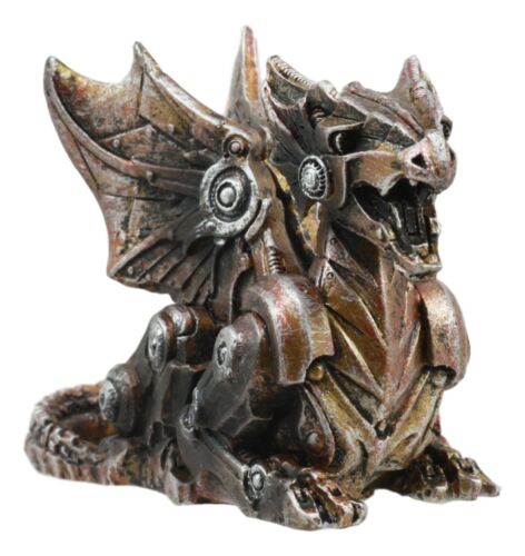 Small Photon Steampunk Cyborg Dragon Statue Mechanical Robotic Winged Beast