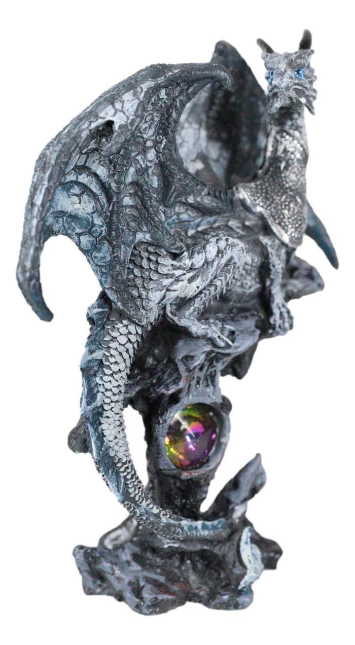 Small Winged Guardian Water Dragon Knight With Rhinestone Rock Fantasy Figurine